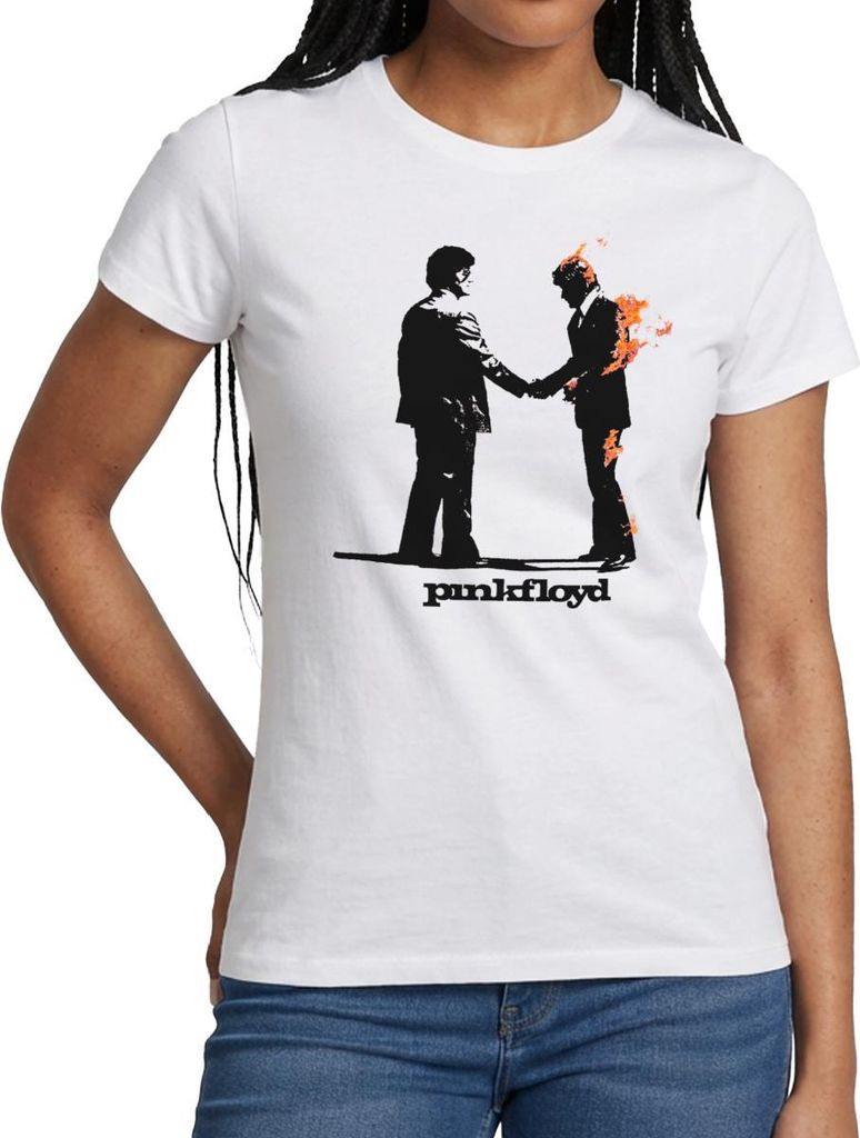 Spreadshirt Pink Floyd Album Cover Und Logo Frauen T-Shirt, L, Weiß