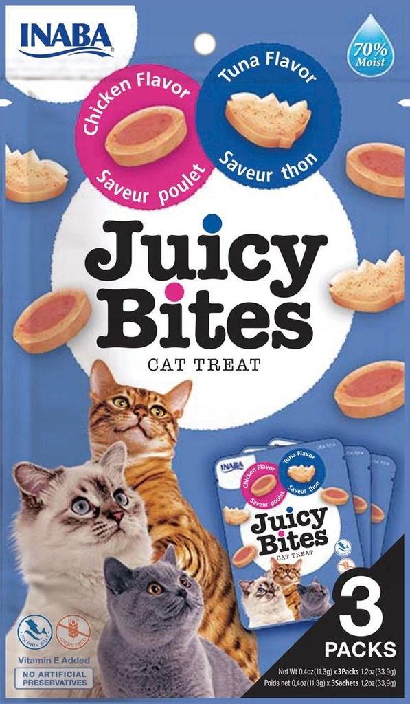 Katzenleckerlis INABA CAT JUICY BITES CHICKENTUNA FLAVOR 3x113g