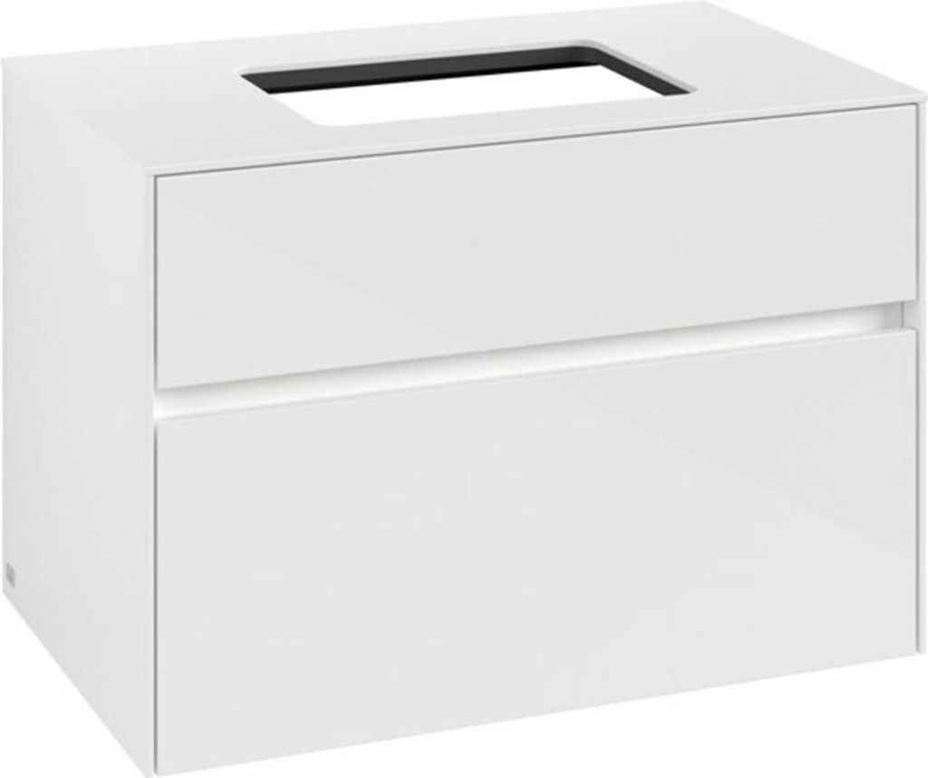 V&B Waschtischunterschrank Collaro 80x54,8x50cm, WT mi, LED 5,7 W, glo wh.
