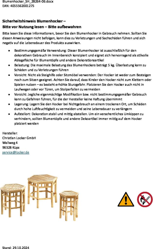 Kobolo Blumenhocker 6-eckig aus Bambus im 3er-Set - Produktbild 5