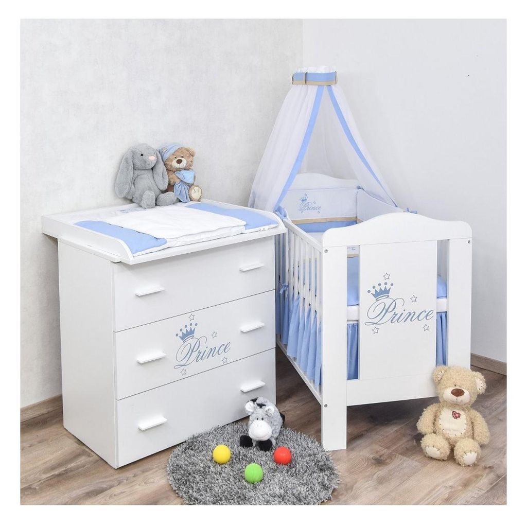 Baby-Delux Babyzimmer Prince Babybett 120x60 Wickelkommode Produktbild 