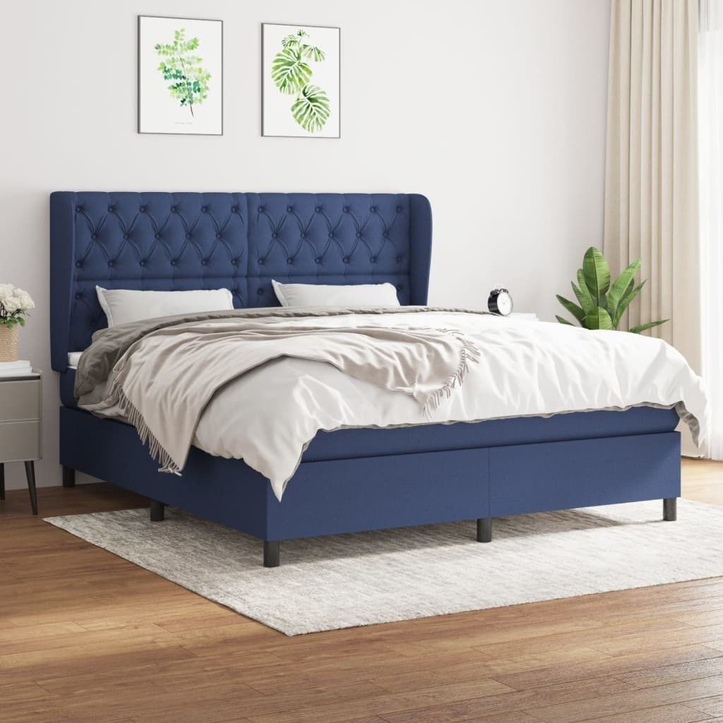 Maison Exclusive - Boxspringbett mit Matratze Blau 160x200 cm Stoff