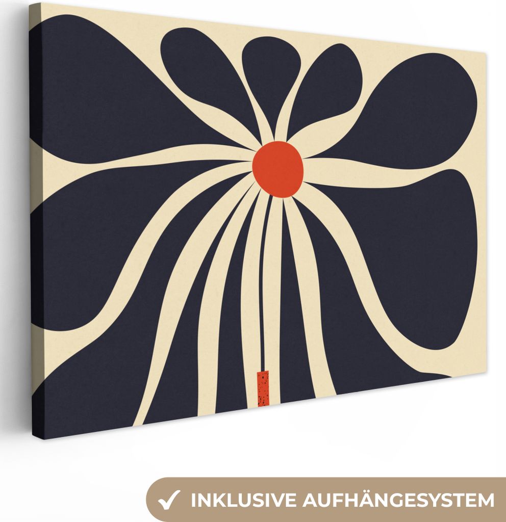 OneMillionCanvasses - Leinwandbilder - 150x100 cm, Blumen - Vase - Pflanze - Rot, Wandbilder Kunstdruck Wanddekoration - Foto auf Leinwand - Gem...