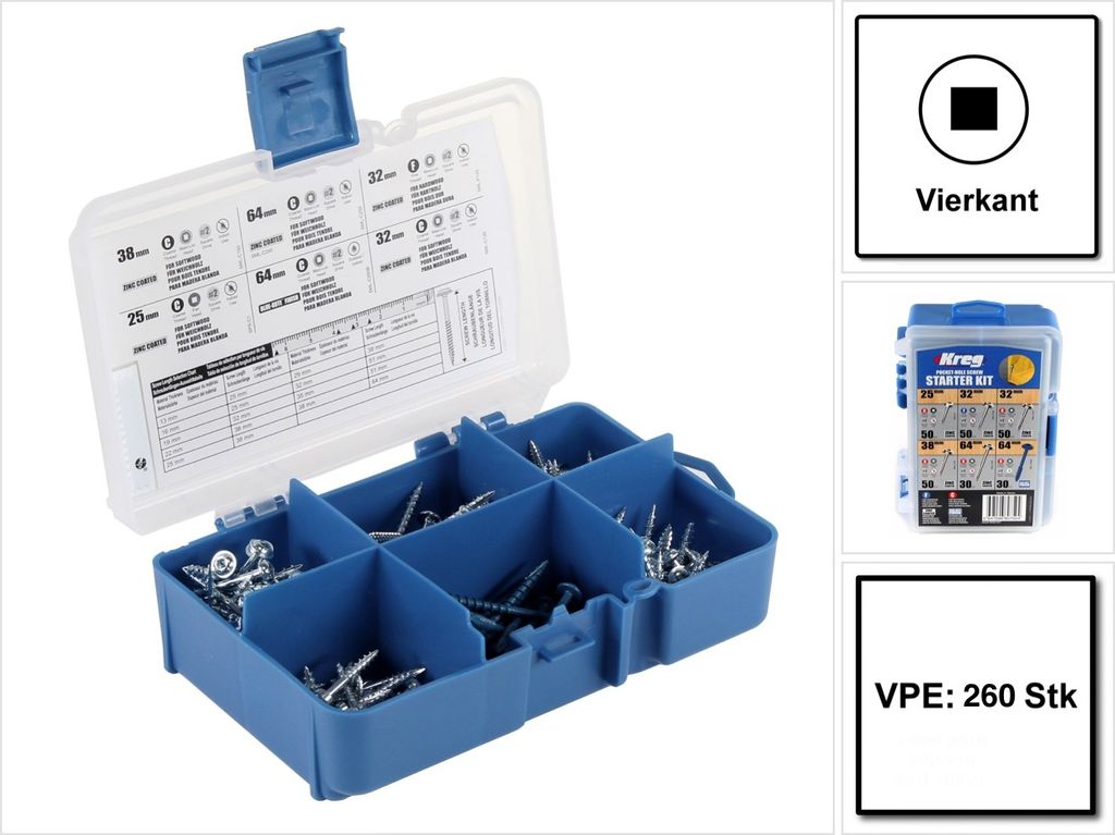 KREG Pocket-Hole Schrauben Sortiment 260-teilig ( SK04 ) Produktbild 