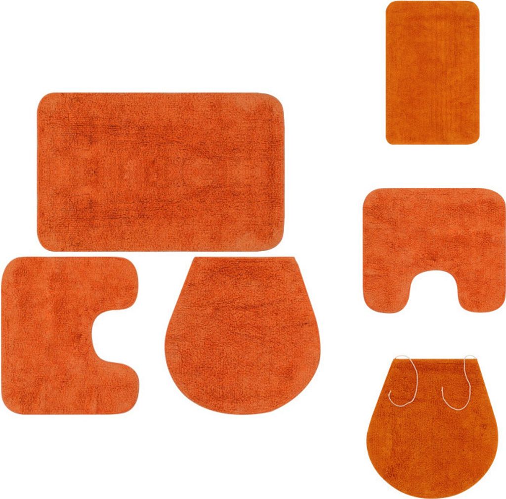 vidaXL Badematten-Set 3-tlg. Stoff Orange - Badematten & Badteppiche