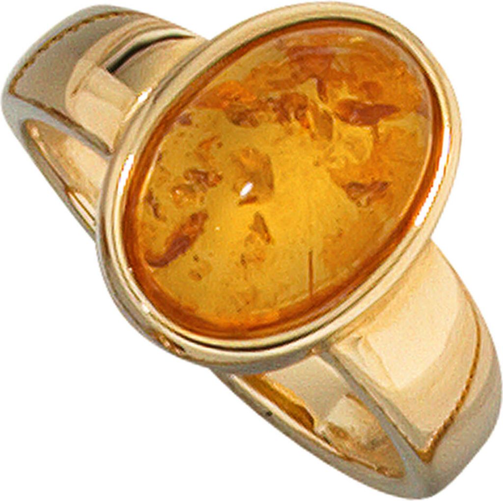 Ring Damenring mit Bernstein & 585 Gold Gelbgold Fingerschmuck Innenumfang 60mm Ø19.1mm
