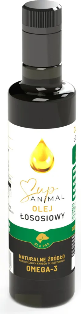 Huile de Saumon 250ml Omega 3 SupAnimal Pressée à Froid pour Chiens