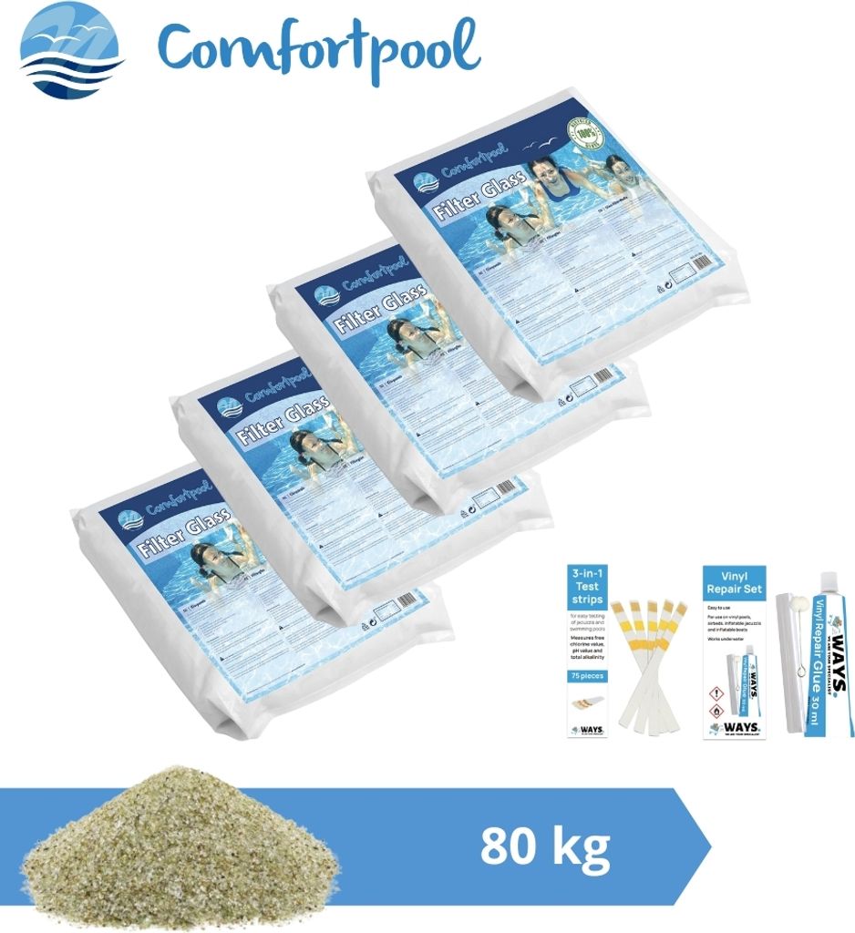 Comfortpool Glasperlen - Passend für Sandfilterpumpe - 80 kg & WAYS Schrubbbürste