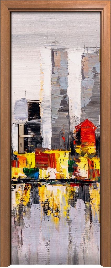 Türposter 70x200 cm Türaufkleber Türtapete Türfolie Klebefolie New York abstrakte bunte Wasser