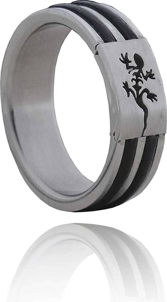 Anello in acciaio inox Karisma Gecko con gomma lucidata opaca SR4273 - 59 (18,8)