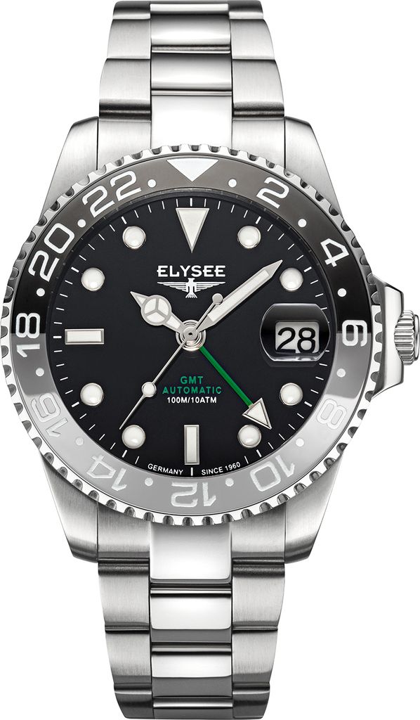 ELYSEE Herrenuhr GMT  AUTOMATIC . 100% Edelstahl silber Produktbild 