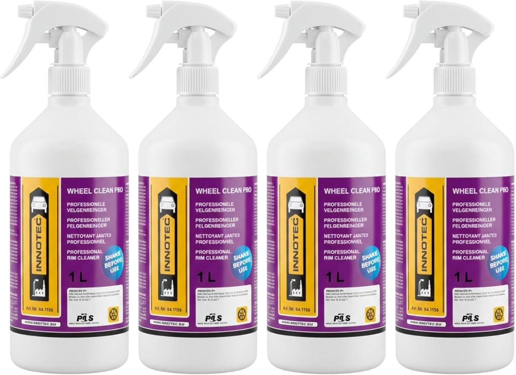 4 Stück INNOTEC Wheel Clean Pro 1 L – Professioneller Felgenreiniger für Stahl- & Alufelgen – entfernt Bremsstaub, Öl- und Straßenschmutz ...