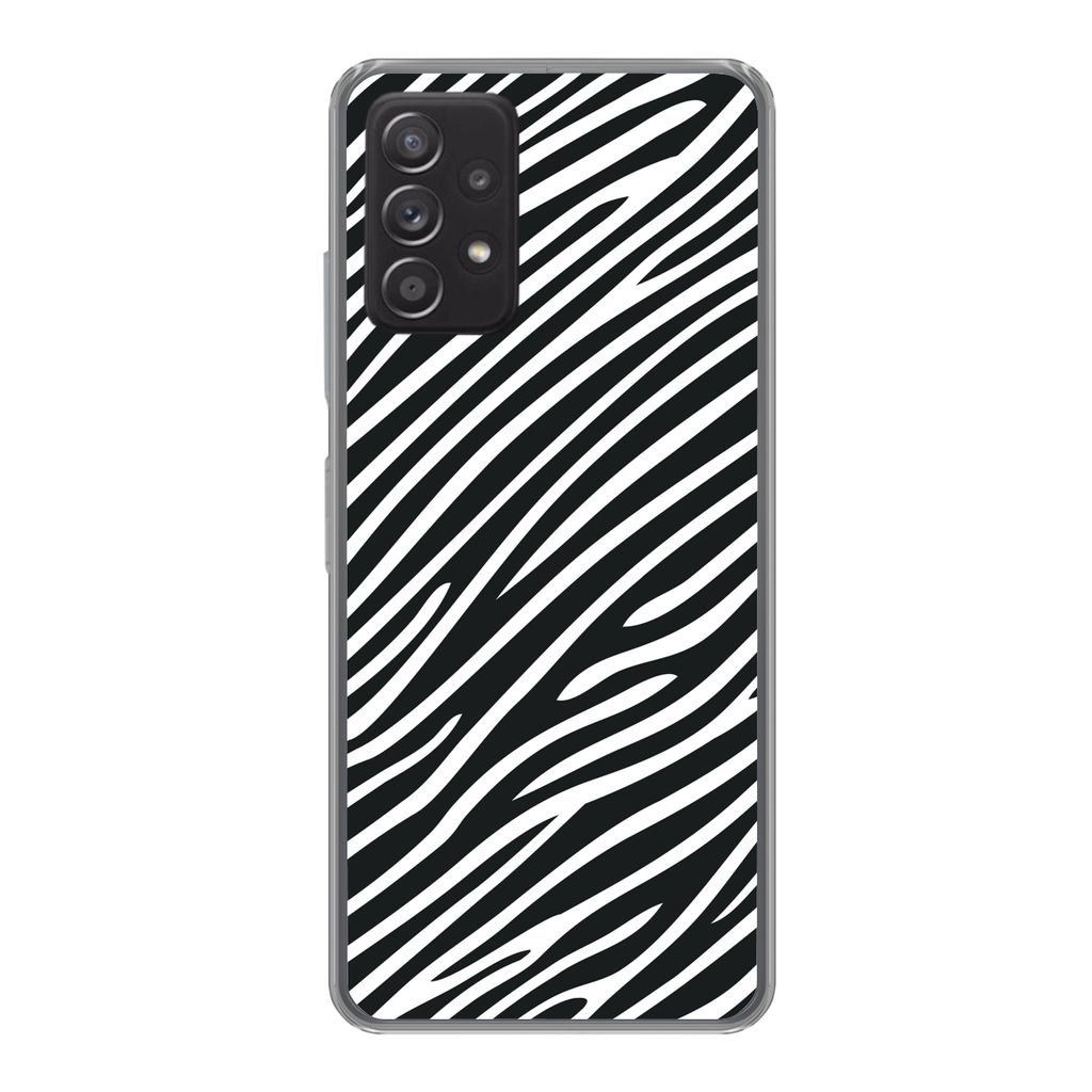 MuchoWow Handyhülle Schutzhülle Hülle für Samsung Galaxy A53 5G Tiermuster - Zebra - Schwarz Silikon Softcase Handy Hülle - Schutzabdeckung