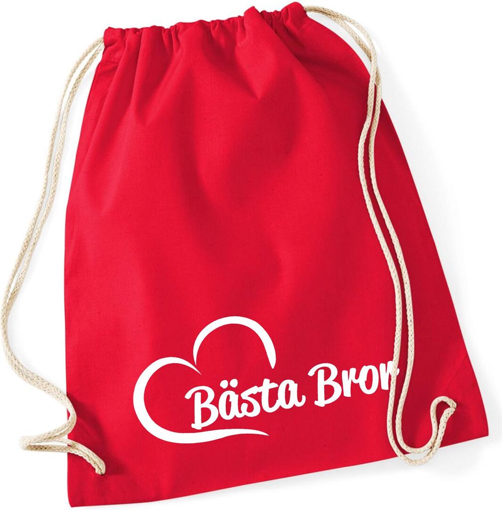 Huuraa Turnbeutel Bästa Bror Hjärta 12 Liter Classic Red Baumwolle Rucksack Geschenkidee