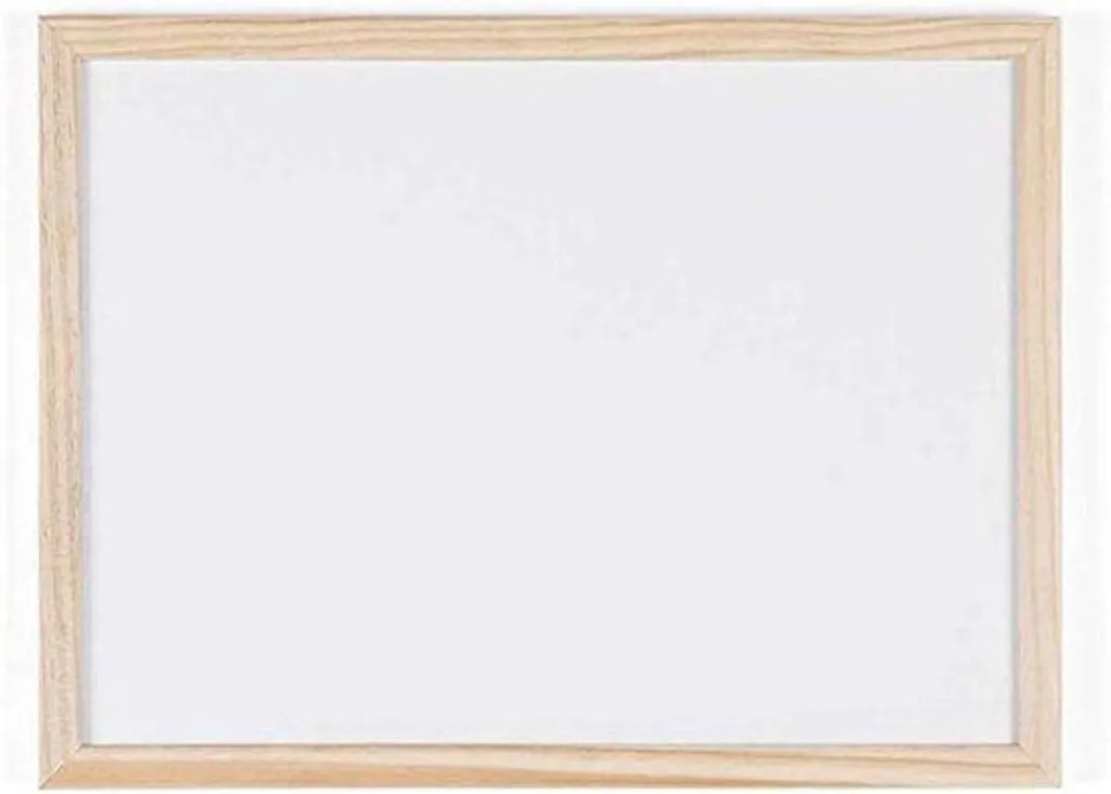 Tableau blanc magnétique 40x30 en acier laqué avec cadre bois naturel
