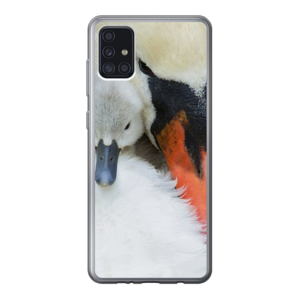 MuchoWow Handyhülle Schutzhülle Hülle für Samsung Galaxy A52 5G Schwan - Küken - Makro Silikon Softcase Handy Hülle - Umschlag
