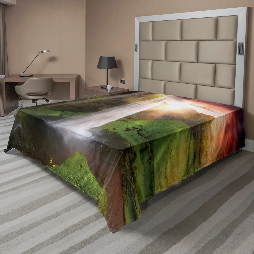 Drap de lit ABAKUHAUS Cascade au Coucher du Soleil 260x228cm Multicolore