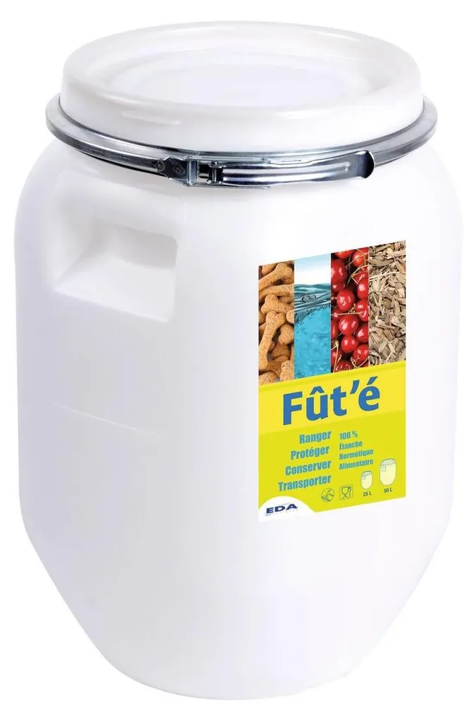 Fût de rangement EDA 50L blanc avec couvercle hermétique et robuste - 4