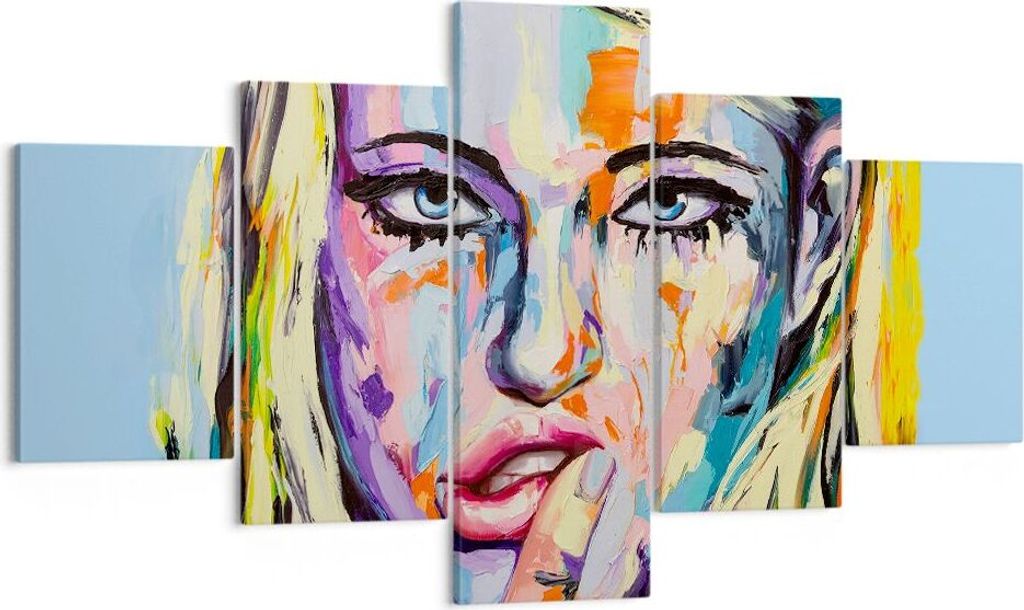 Bild auf Leinwand - Leinwandbild - Öl Malerei Porträt Frau - 125x70cm - Wand Bild - Wanddeko - Leinwanddruck - Bilder - Kunstdruck - Wanddekorati...