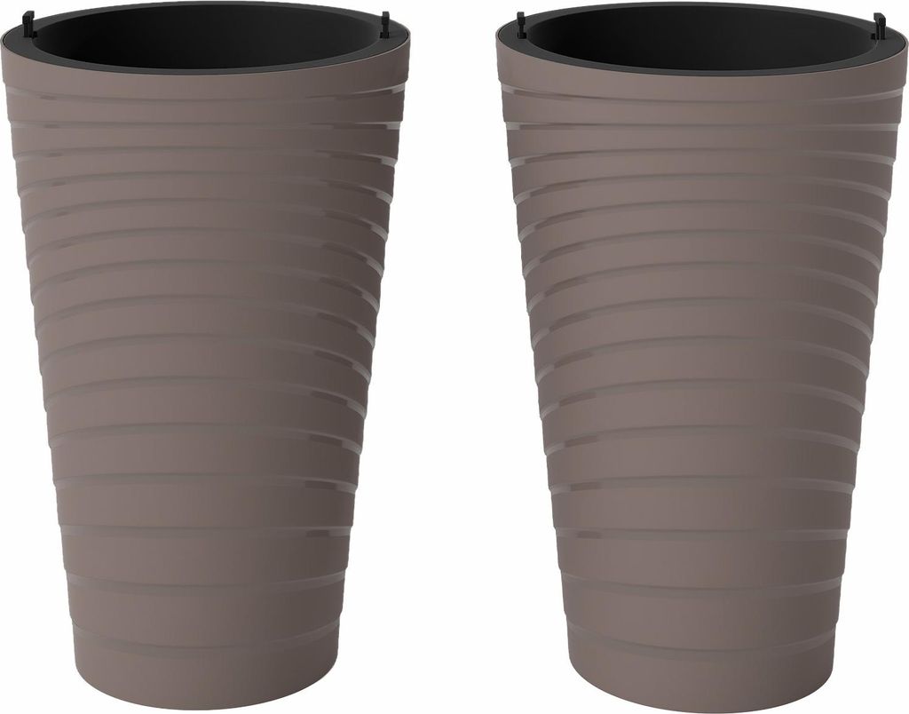 GOPLUS 2er Set Blumentopf mit Innentopf, Übertopf mit Drainagelöchern, Pflanzentopf wetterfest, Blumenübertopf rund, Pflanzgefäße Kunststoff, ...