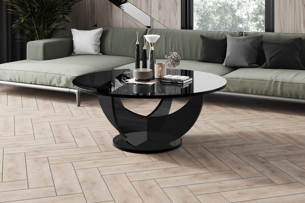 Design Couchtisch HRC-111 Hochglanz Wohnzimmertisch Highgloss Rund Tisch 100 cm x 45 cm