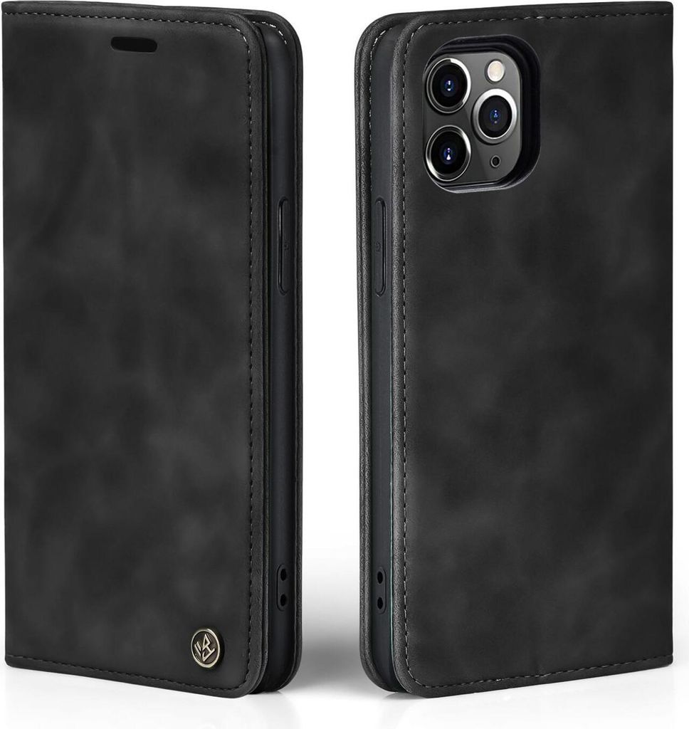 Handy Hülle für Apple iPhone 11 Pro Max Klapphülle Bookcase Flip Cover Handy Tasche Etui Farbe: Schwarz