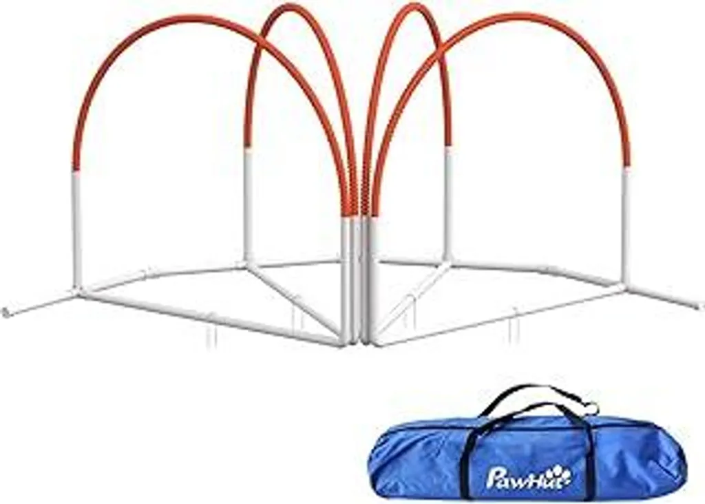 PawHut Set per cani Attrezzatura agility in 4 pezzi per l'addestramento dei cani Set di ostacoli con pali da slalom Borsa per il trasporto Accessori per l'addestramento Addestramento alla coordinazione Set agility per giochi e addestramento