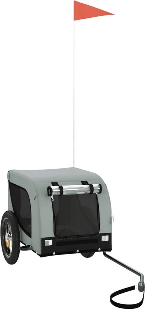 vidaXL Fahrradanhänger Hunde Grau und Schwarz Oxford-Gewebe und Eisen