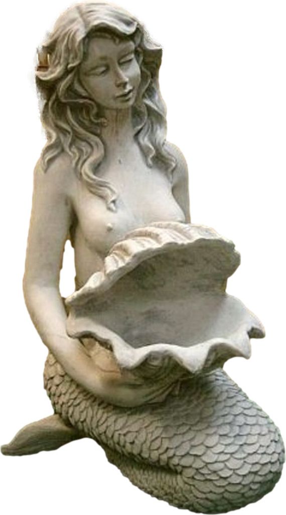 Schöne Meerjungfrauen Skulptur aus Steinguss perfekt für den Teich den Garten oder den Vorgarten ist Witterungsbeständig und Neu 75cm H, PO-233