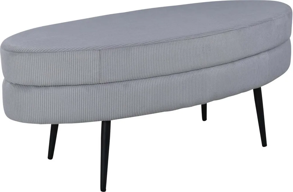 Banc Ottoman de Salon 100cm Gris et Pieds Noirs - Banquette Design