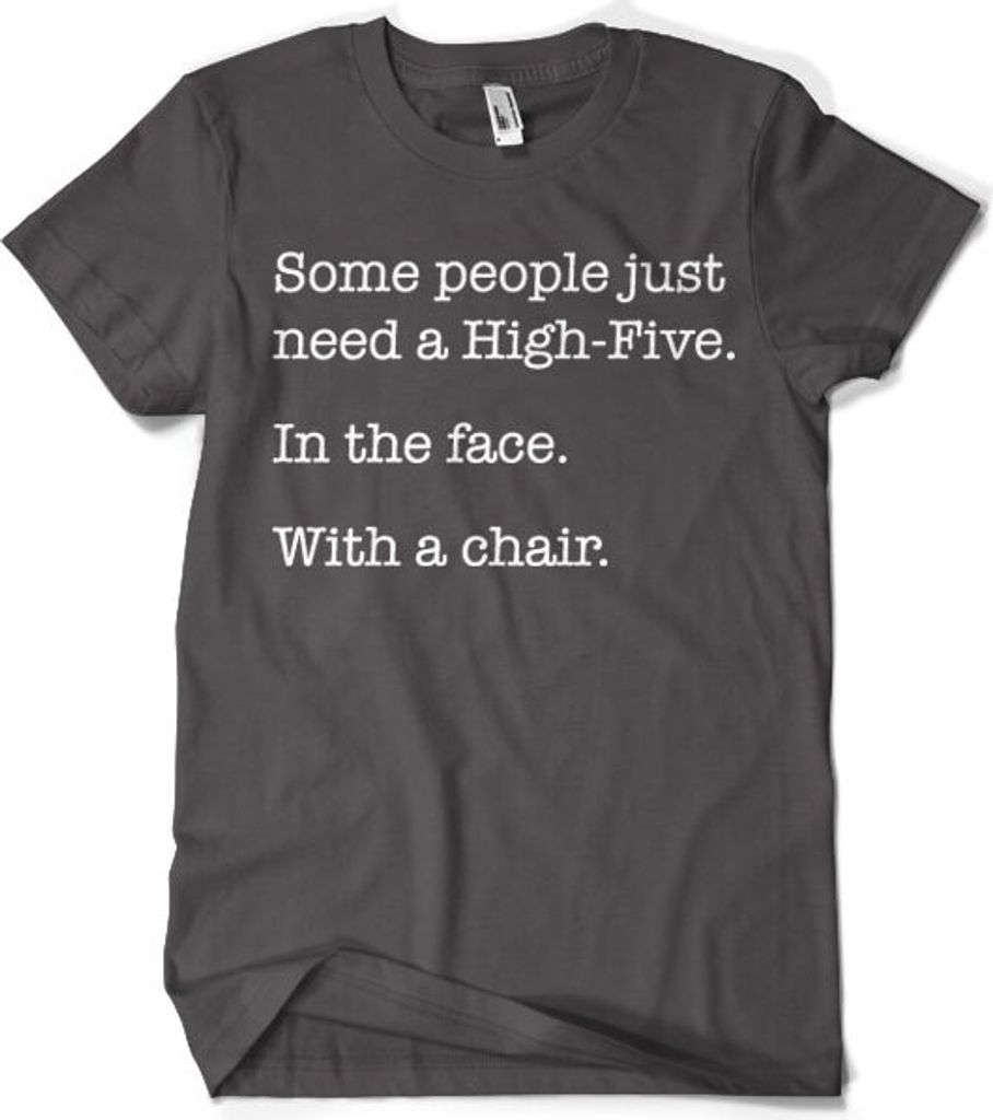 Some People Just Need A High Five T-Shirt - Large - Dark-Grey