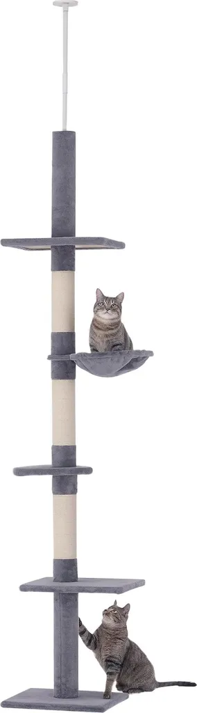 Arbre à chat stable sans perçage 230-260 cm gris pour protéger meubles