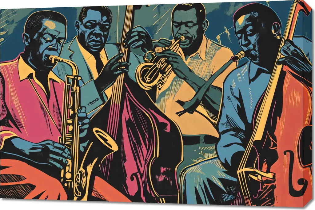 Déco Jazzmen à Gaza 90x60 cm - Tableau Photo pour Intérieur Élégant