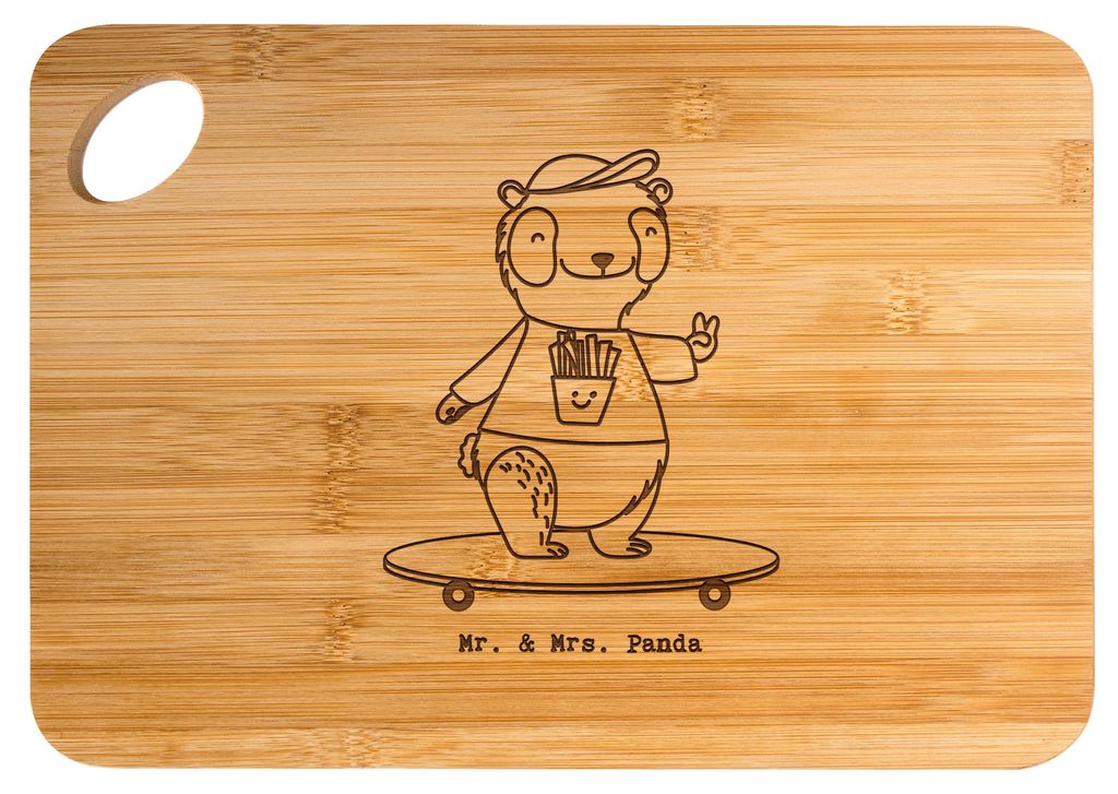 Mr. & Mrs. Panda Frühstücksbrettchen Panda Longboard fahren - Transparent - Geschenk, Brett, Skaten, Hackbrett, holzschneidebrett, Schneidebrett,...