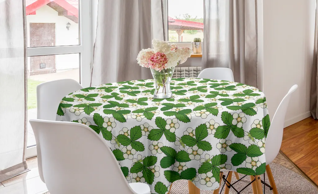 Tovaglia Rotonda 150 cm Antimacchia ABAKUHAUS Fiori e Foglie