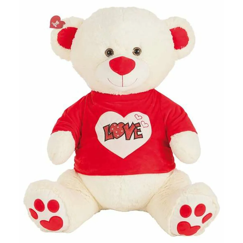 Ours en peluche Love 90 cm - Cadeau romantique et déco T-shirt beige