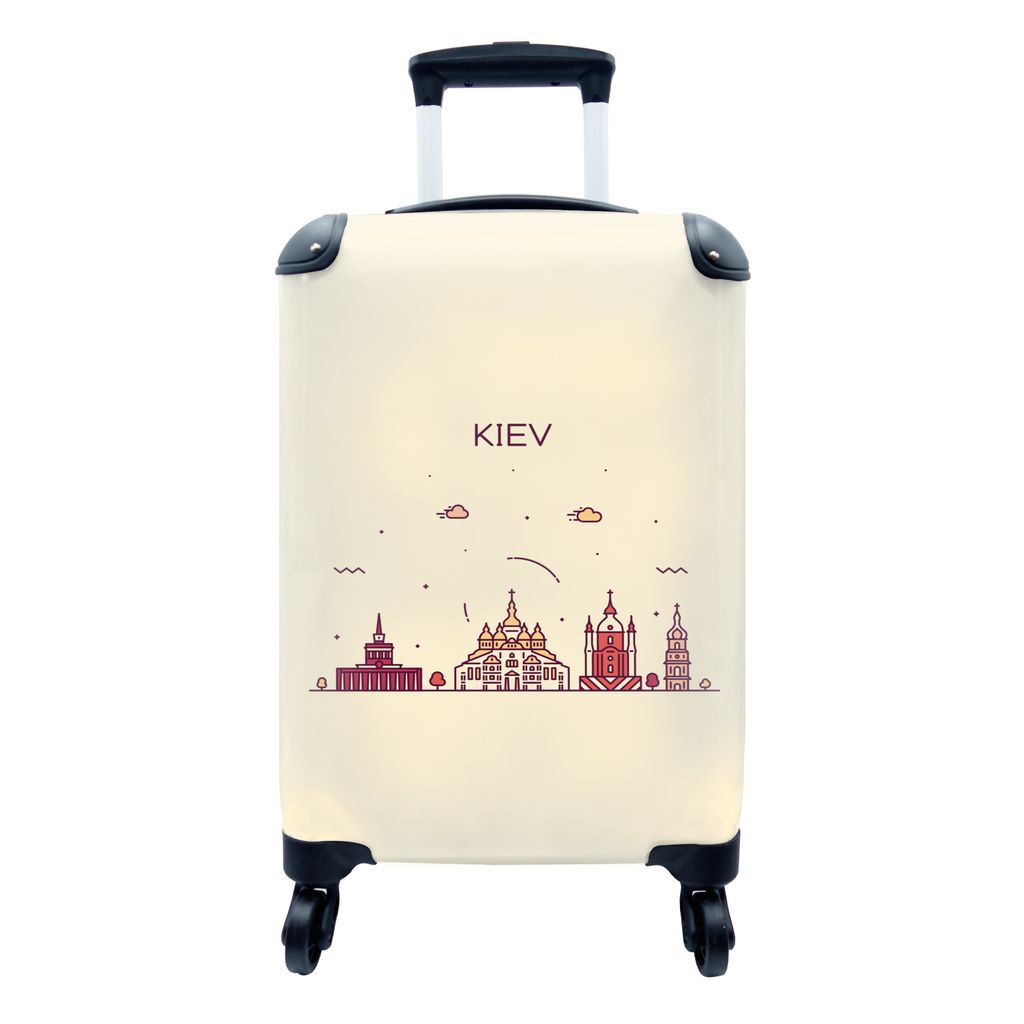 MuchoWow Koffer Handgepäck Trolley Rollkoffer Kleine Reisekoffer mit 4 Rollen - Skyline - Kiew - Ukraine - Cabin Size < 55x40x23 cm & 55x40x20 c...