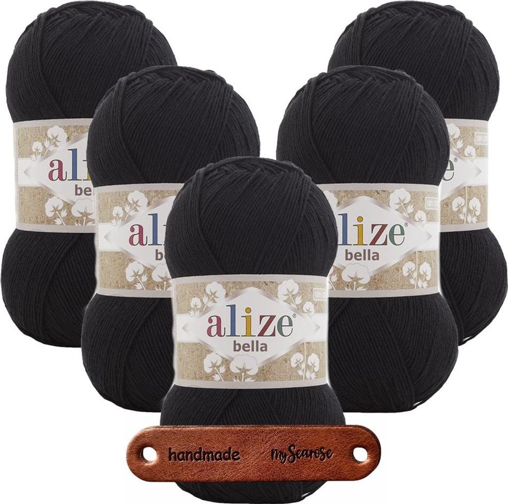 5 x ALIZE Bella 100 60 Black mit Label