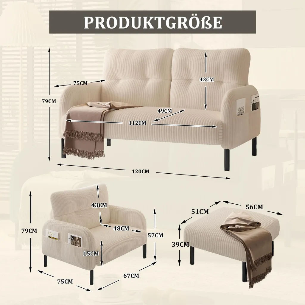Optimisez votre Salon : Canapé Beige Modulable avec Poches de Rangement - 6