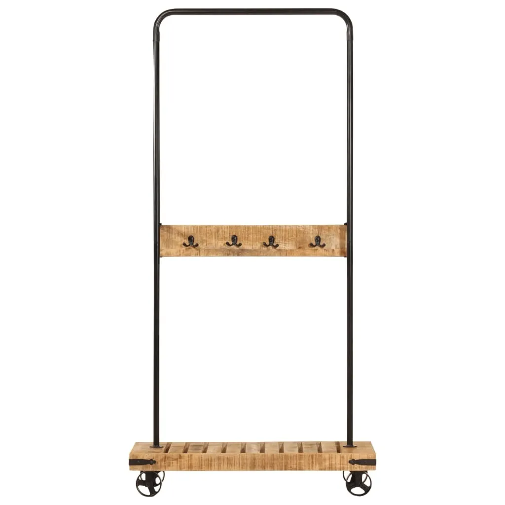 Vestiaire d'entrée mobile 90 cm bois et fer pour ranger ses vêtements