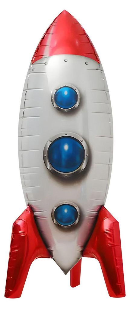 Balon foliowy z motywem pojazdu rakietowego, biały, ok. Zdjęcie produktu 