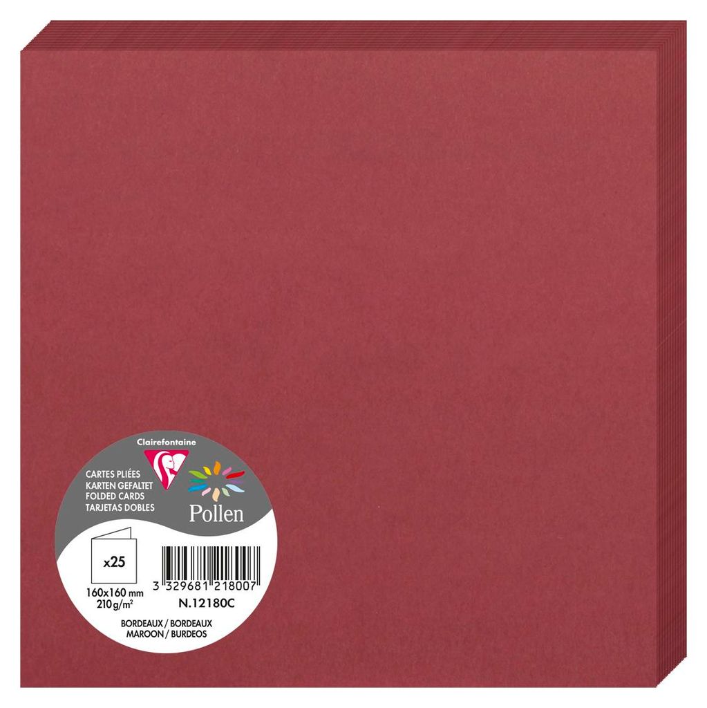 Clairefontaine 12180C, Standard-Grußkarte, Bordeaux, 210 g/m², 160 mm, 160 mm, Frankreich