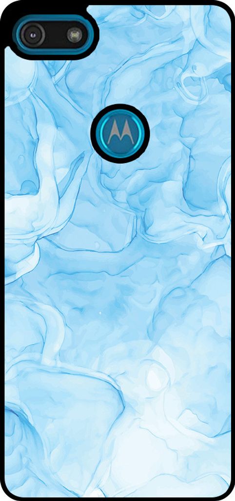 Smartphonica Handytasche Passend für Motorola Moto E6 Play mit Marmordruck - TPU Rückendeckung Fall Marmor-Design - Hellblau