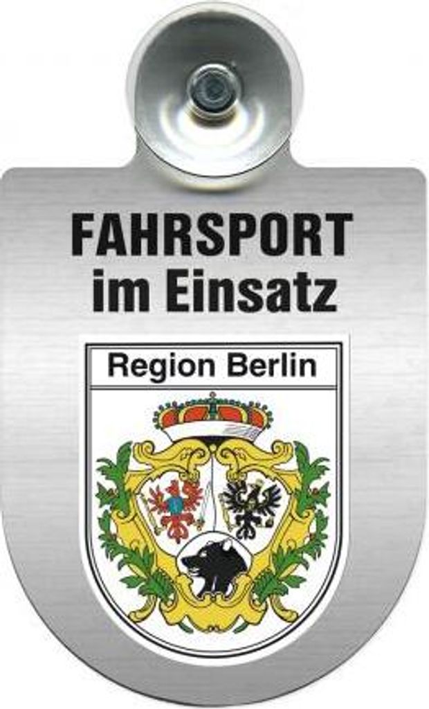 Einsatzschild Windschutzscheibe incl. Saugnapf - Fahrsport im Einsatz - 309477 - incl. Regionen nach Wahl Color - Region Berlin