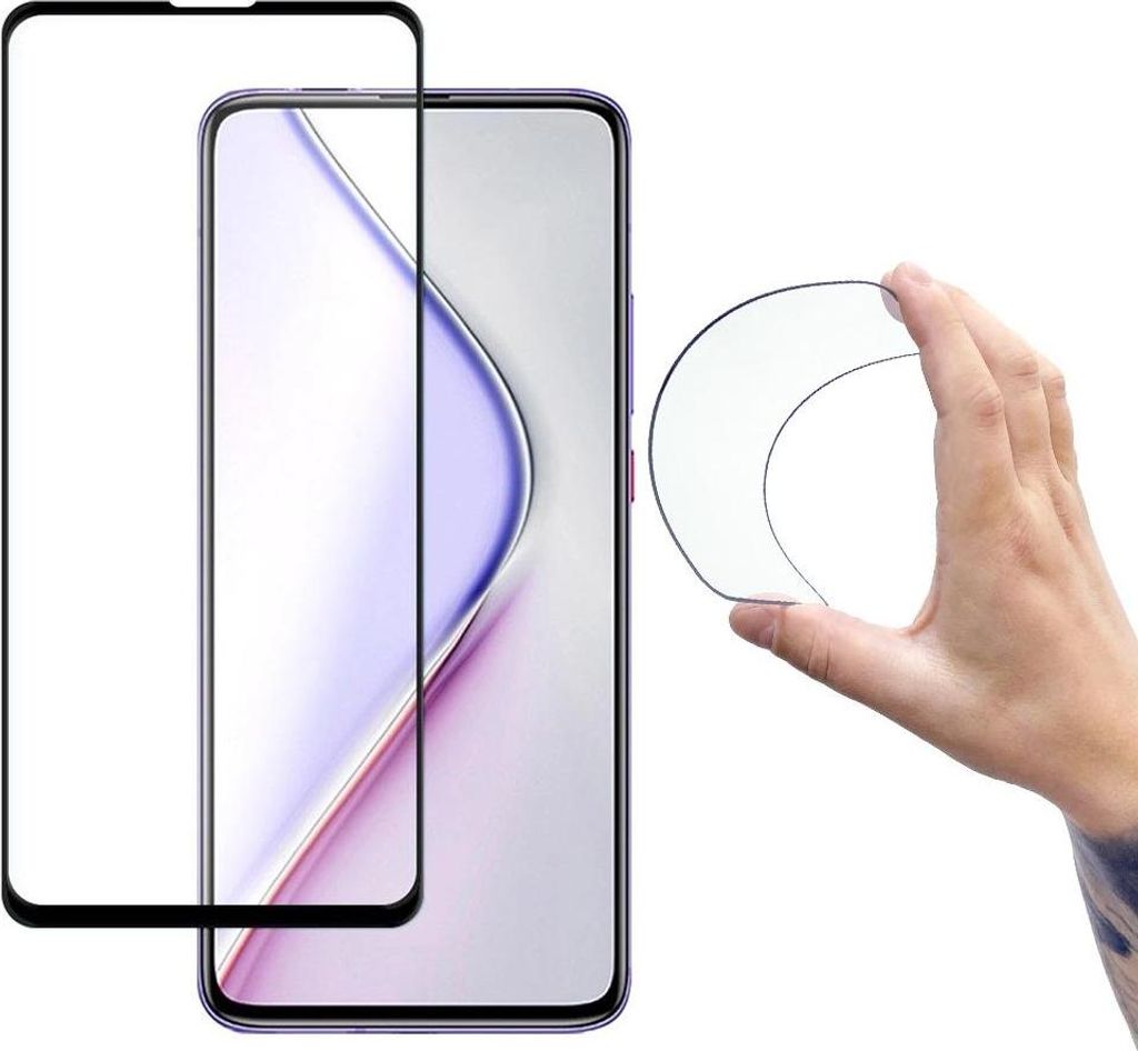Wozinsky Voll Abdeckung Flexi Nano Glas Film Gehrtetes Glas Mit Rahmen Samsung Galaxy A03/A03S Schwarz
