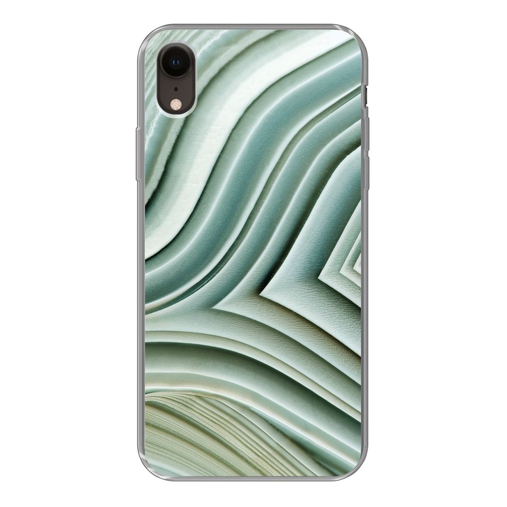 MuchoWow Handyhülle Schutzhülle Hülle für iPhone XR Naturstein - Abstrakt - Grau Silikon Softcase Handy Hülle - Schutzdeckel