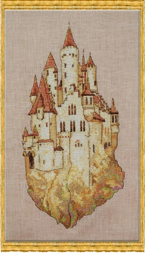Broderie point de croix compté Nimue Hängende Burg motif château perché