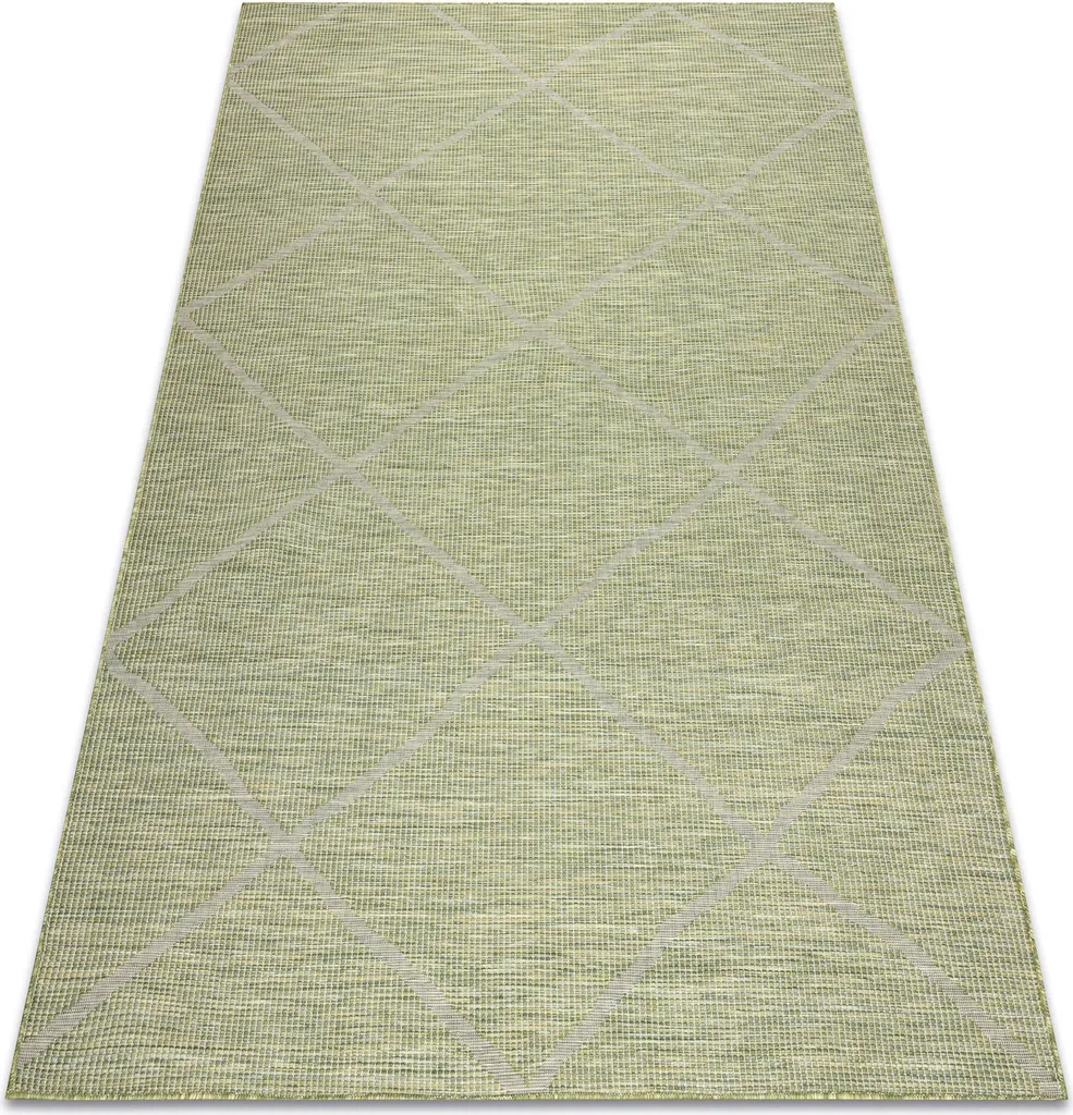 Moquette Sisal Tissage Plat Vert Beige - Motif Géométrique 117x170