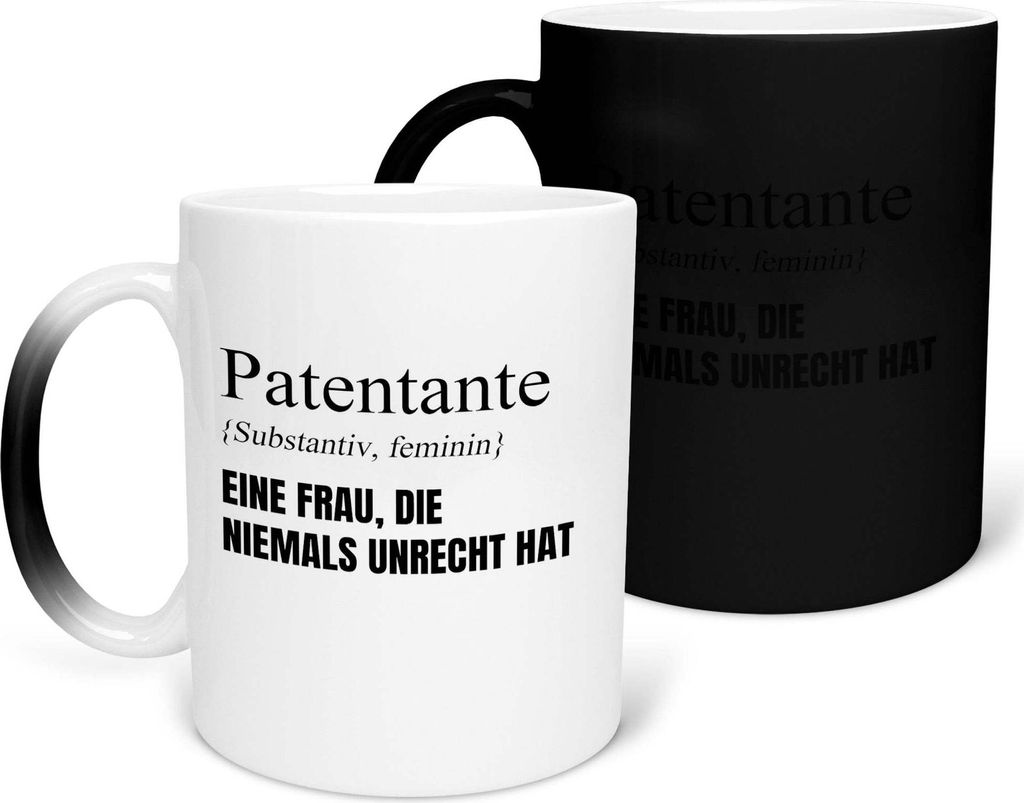 22Feels Zaubertasse Patentante Geschenk Taufpatin Patin Taufe Geburtstag Weihnachten Muttertag Frauen Kaffeetasse Farbwechsel Geschenkidee Bürotasse