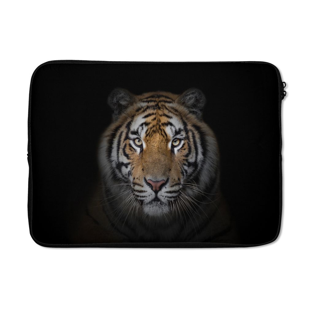 MuchoWow Laptop Hülle 13 Zoll Tiger - Wildtiere - Porträt - Schwarz - Tiere Laptoptasche - Laptophülle - Sleeve - Rundumschutz